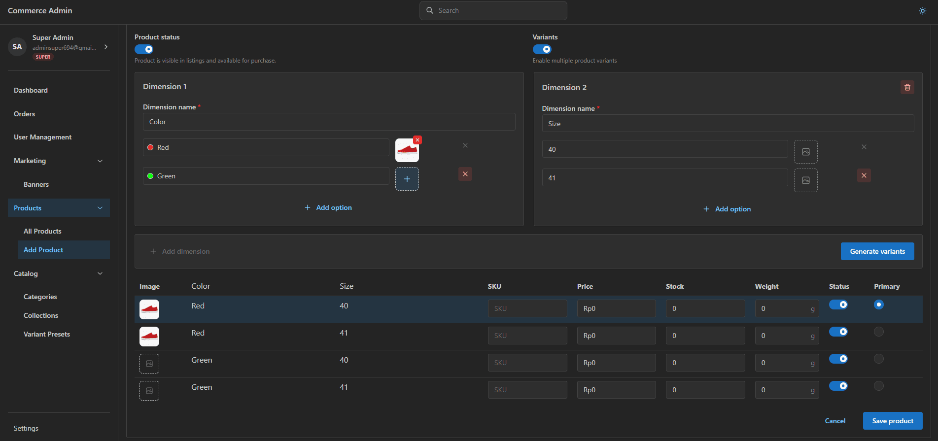 Generated Product Variants