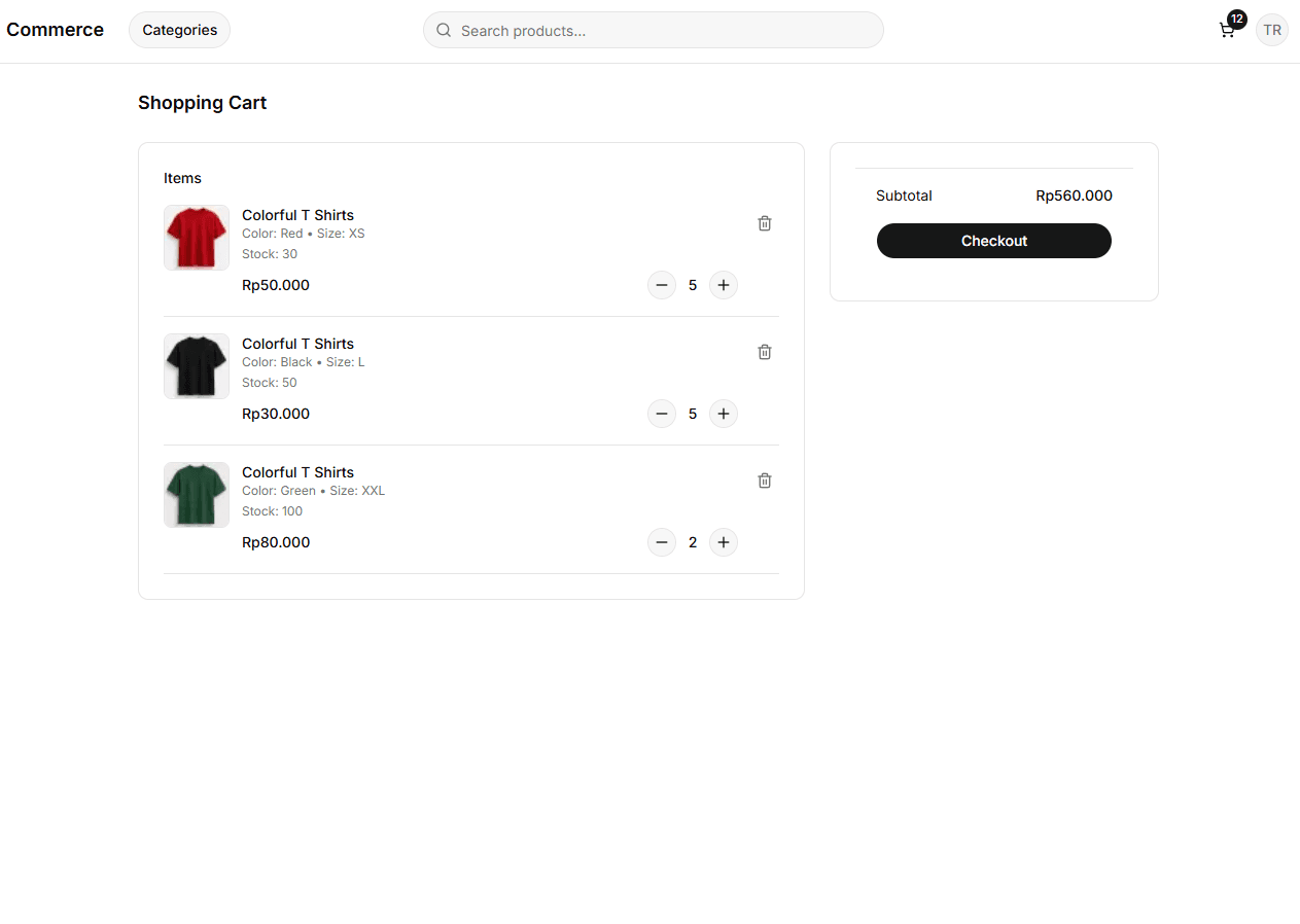 Cart page