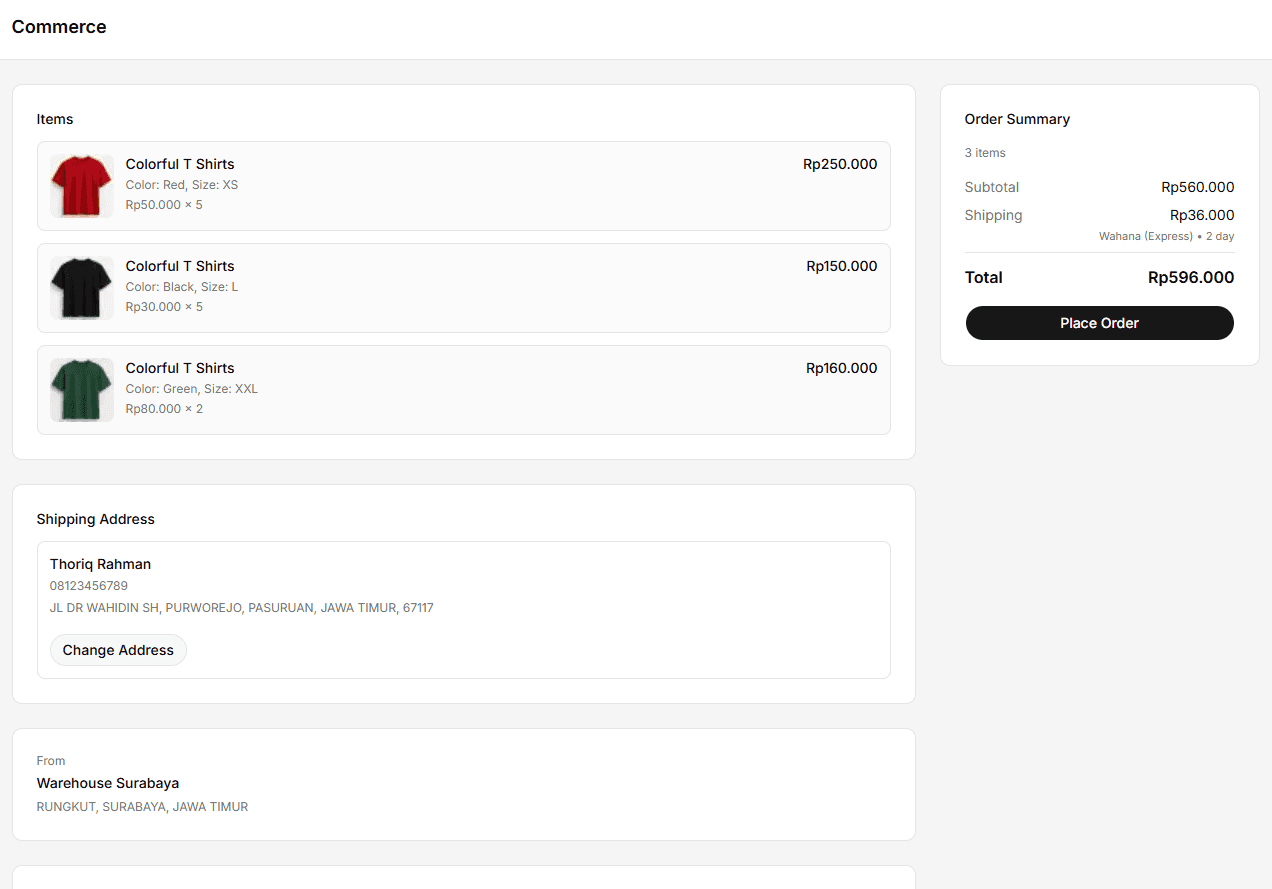 Checkout page