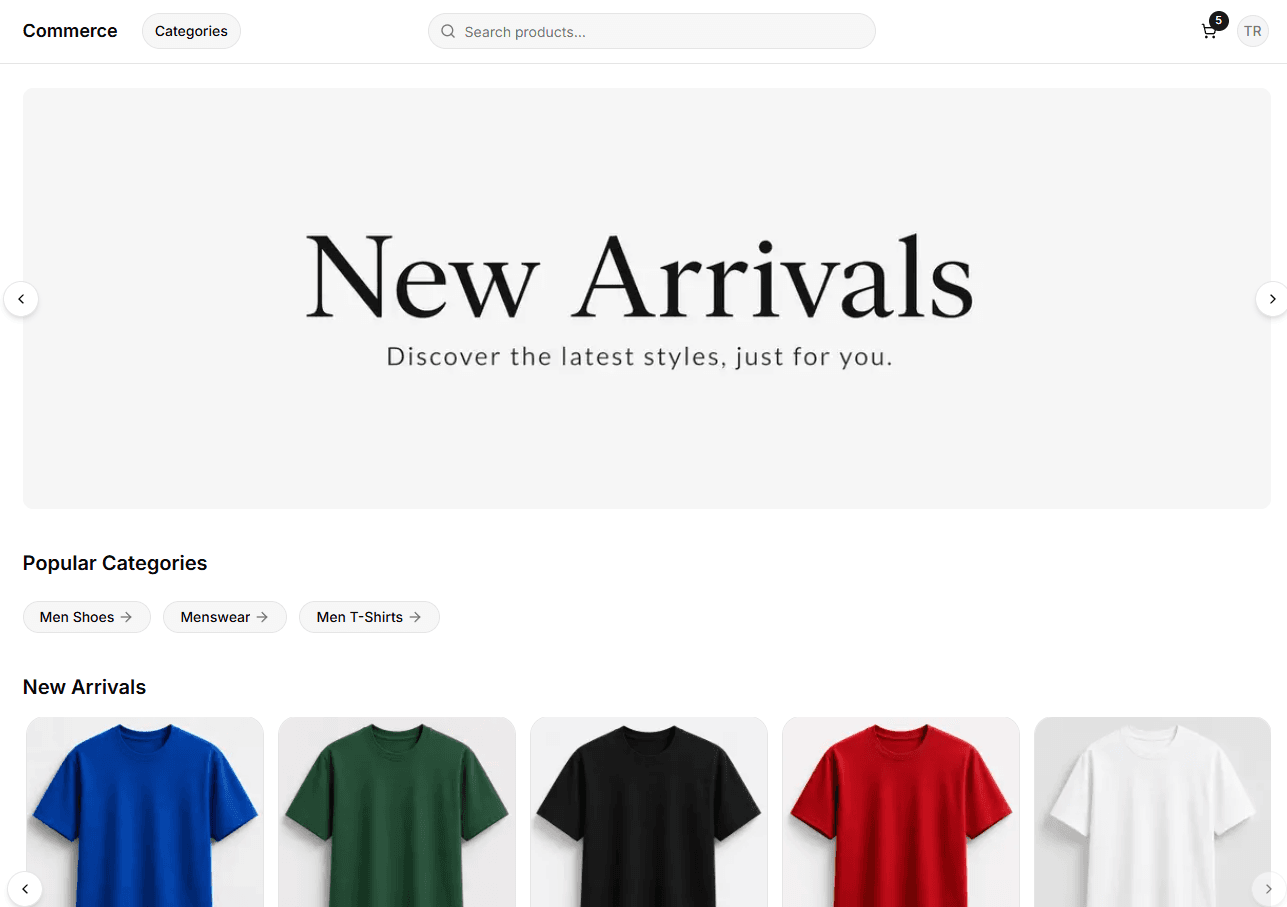 Storefront homepage