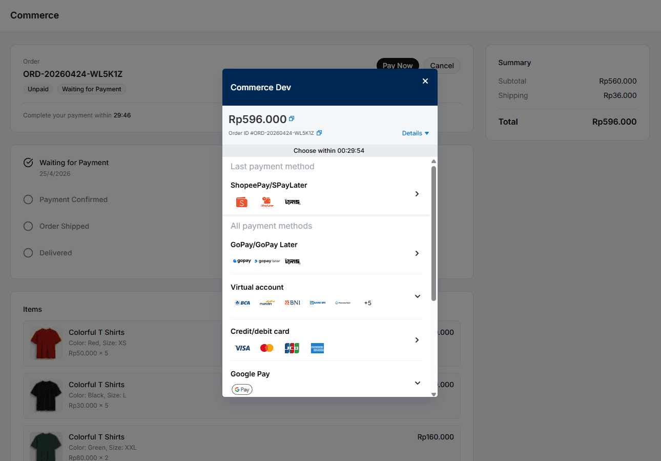Order page